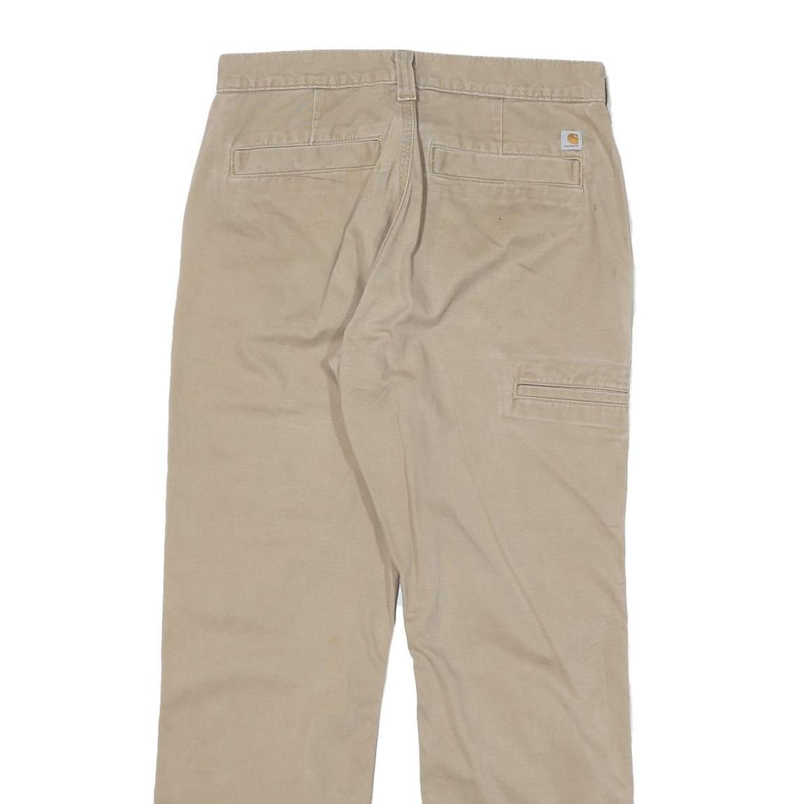 CARHARTT Mens Regular Beige Cotton Blend Zip Trousers W31 L30 Workwear Utility