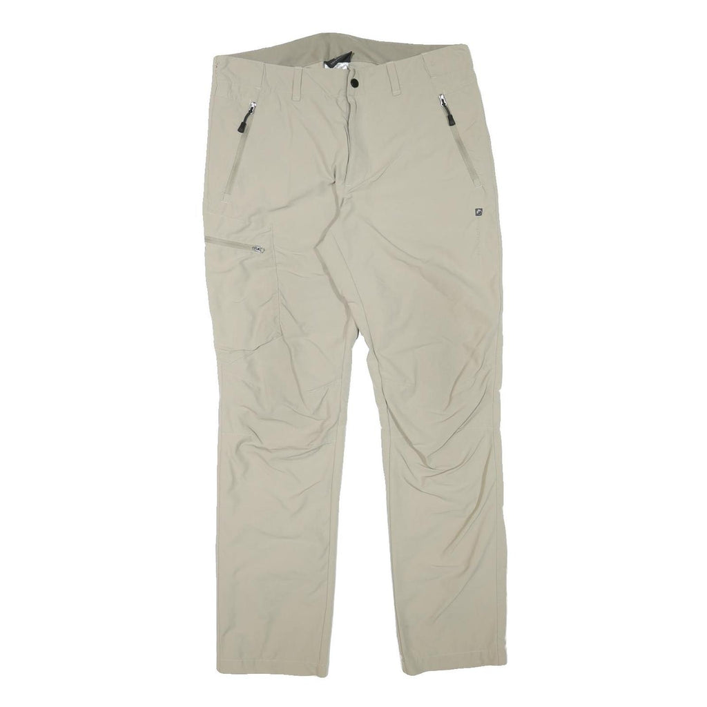 TREVOLUTIUON Mens Regular Beige Polyester Blend Zip Trousers W34 L30 Outdoor