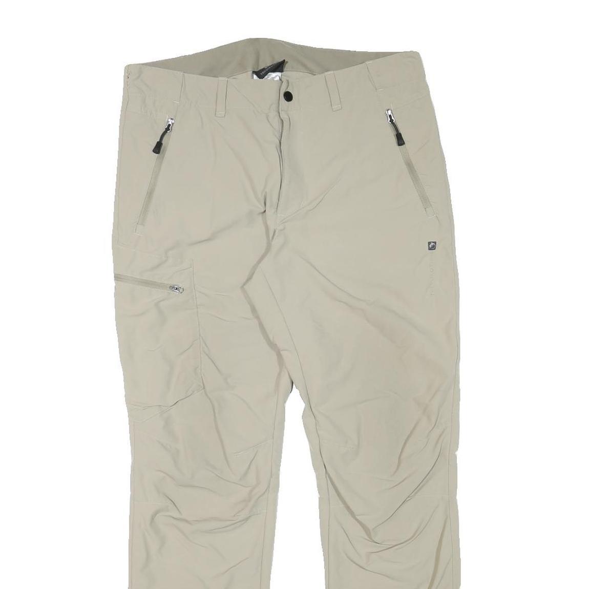 TREVOLUTIUON Mens Regular Beige Polyester Blend Zip Trousers W34 L30 Outdoor