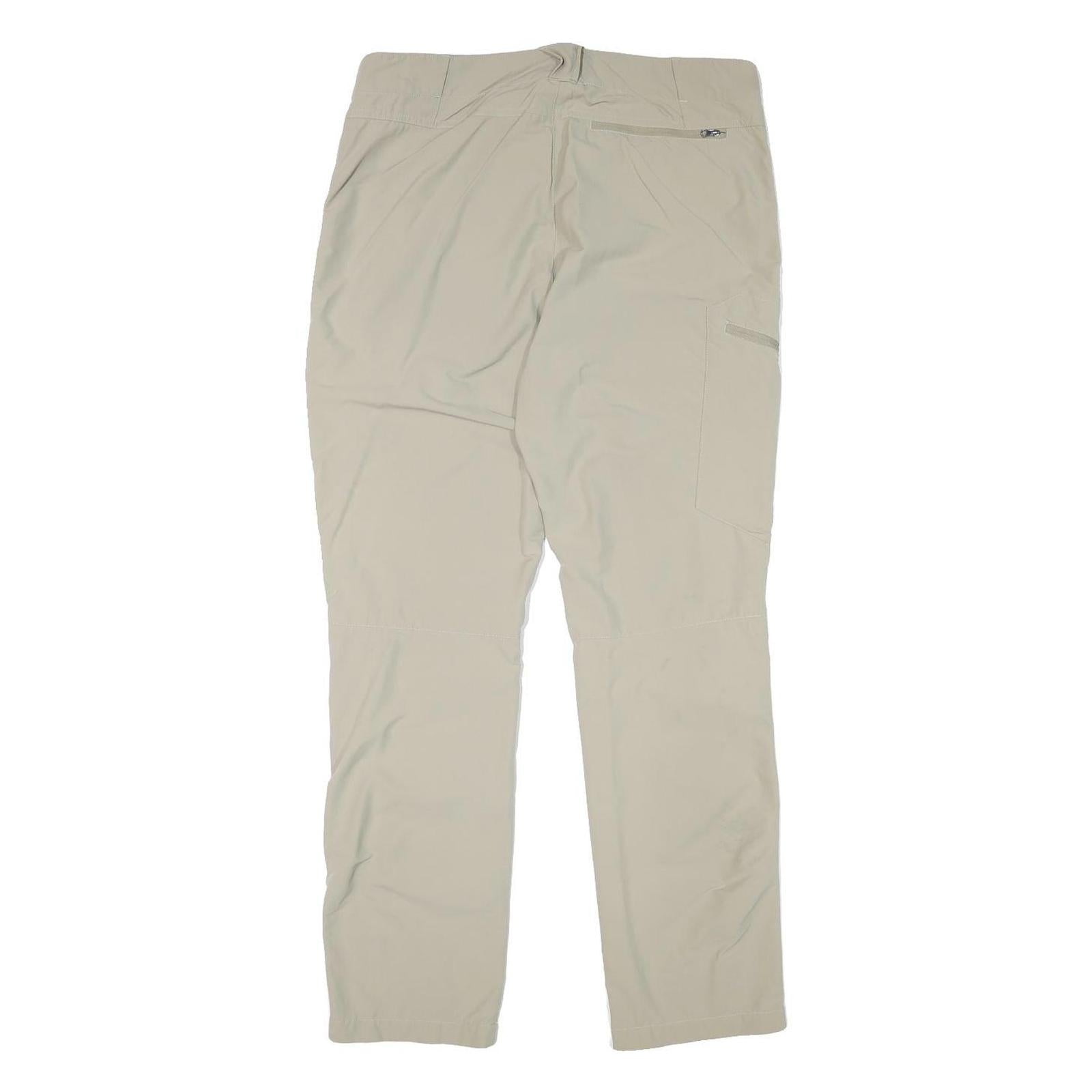 TREVOLUTIUON Mens Regular Beige Polyester Blend Zip Trousers W34 L30 Outdoor