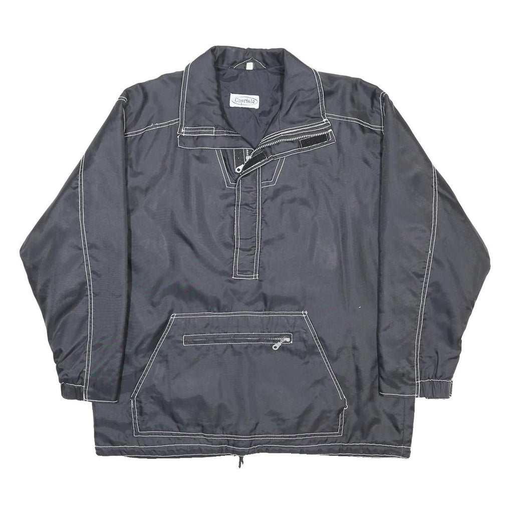 CAPRIOLE Mens Black Zip Up Jacket L Polyamide Plain Embroidered Design Outerwear