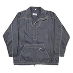 CAPRIOLE Mens Black Zip Up Jacket L Polyamide Plain Embroidered Design Outerwear