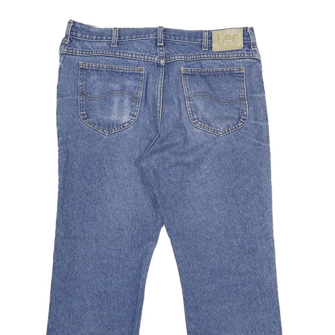 LEE Mens Blue Regular Fit Straight Denim Jeans W38 L30 Classic Cotton Zip