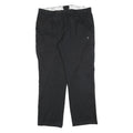 EDMONTE Mens Cotton Blend Black Regular Fit Straight Trousers W40 L32 Casual Zip