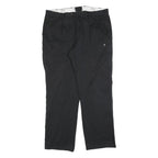 EDMONTE Mens Cotton Blend Black Regular Fit Straight Trousers W40 L32 Casual Zip