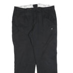EDMONTE Mens Cotton Blend Black Regular Fit Straight Trousers W40 L32 Casual Zip