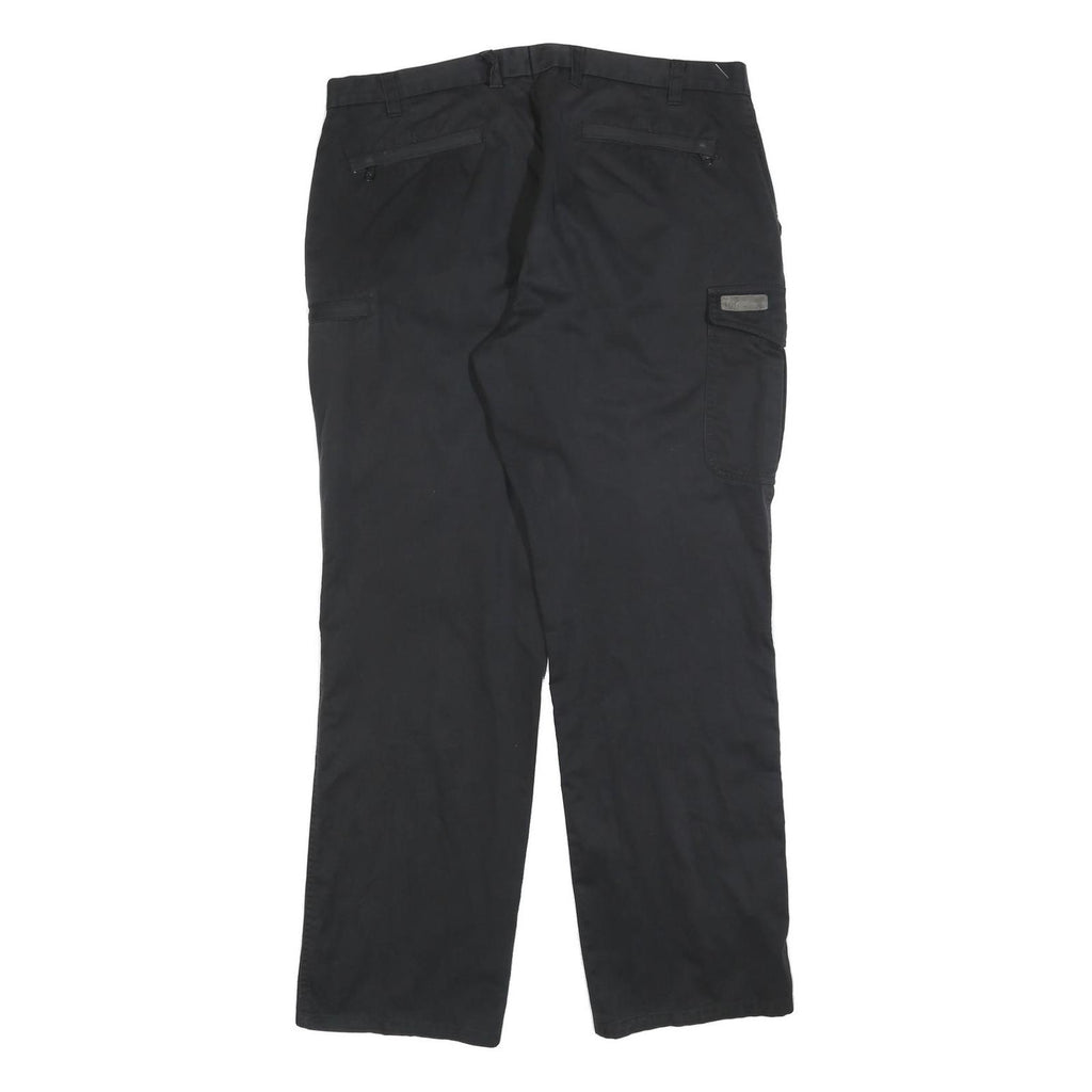 EDMONTE Mens Cotton Blend Black Regular Fit Straight Trousers W40 L32 Casual Zip