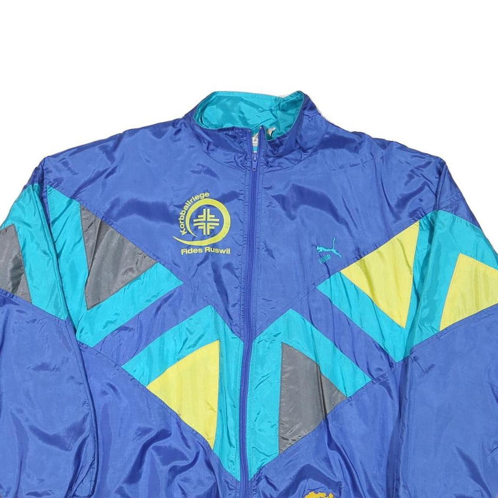 PUMA Mens Blue Yellow Grey Colourblock Sports Zip Jacket L Polyester