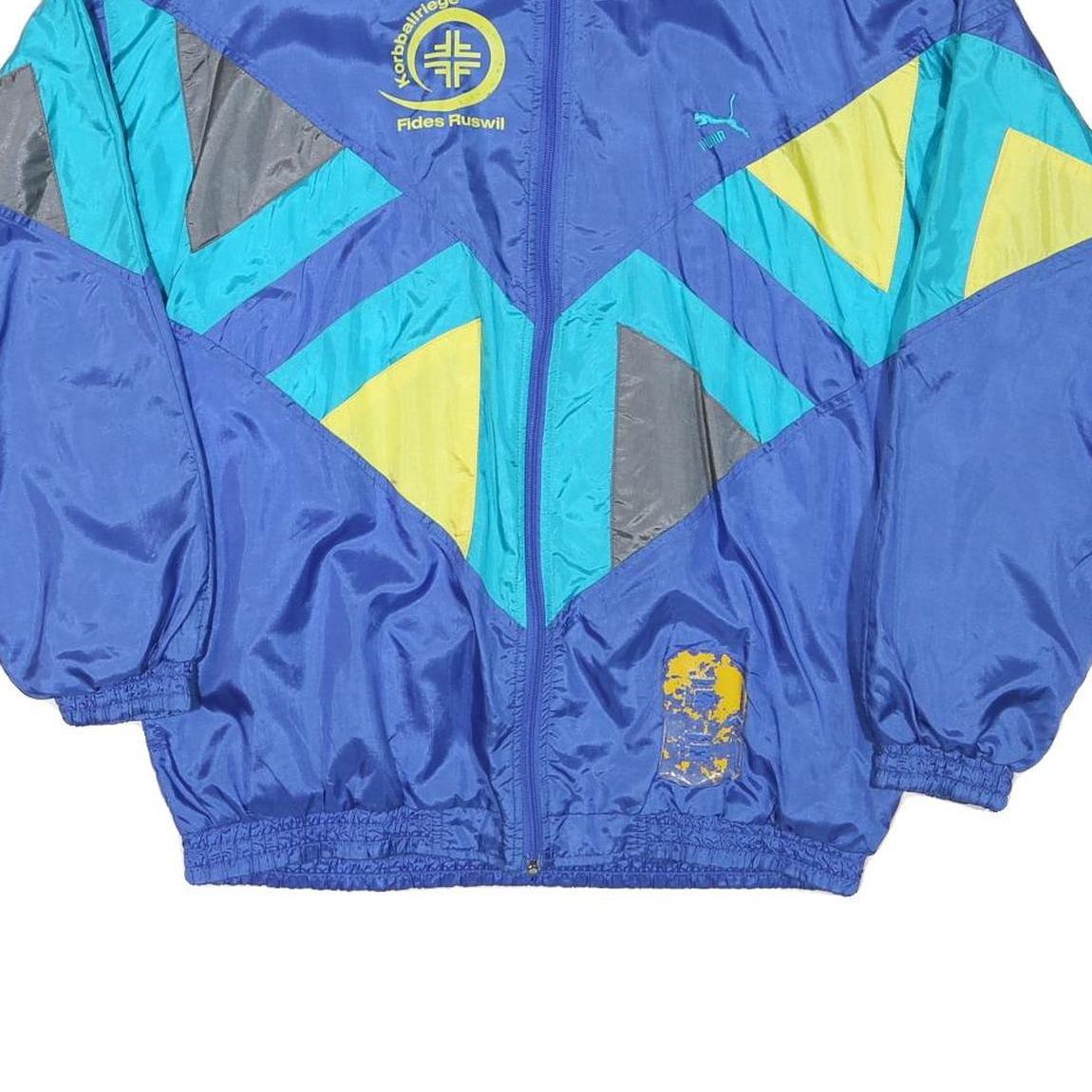 PUMA Mens Blue Yellow Grey Colourblock Sports Zip Jacket L Polyester