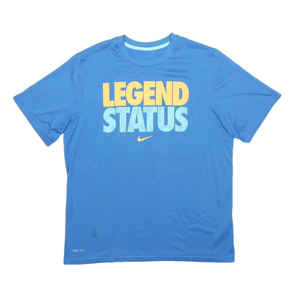 NIKE Mens Blue Legend Status Graphic T-Shirt L Short Sleeve Crew Neck Sportswear