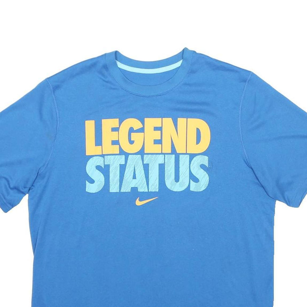 NIKE Mens Blue Legend Status Graphic T-Shirt L Short Sleeve Crew Neck Sportswear