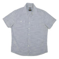 LEE Mens Blue Cotton Blend Short Sleeve Shirt L Casual Button Pocket Summer