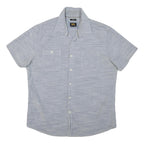 LEE Mens Blue Cotton Blend Short Sleeve Shirt L Casual Button Pocket Summer