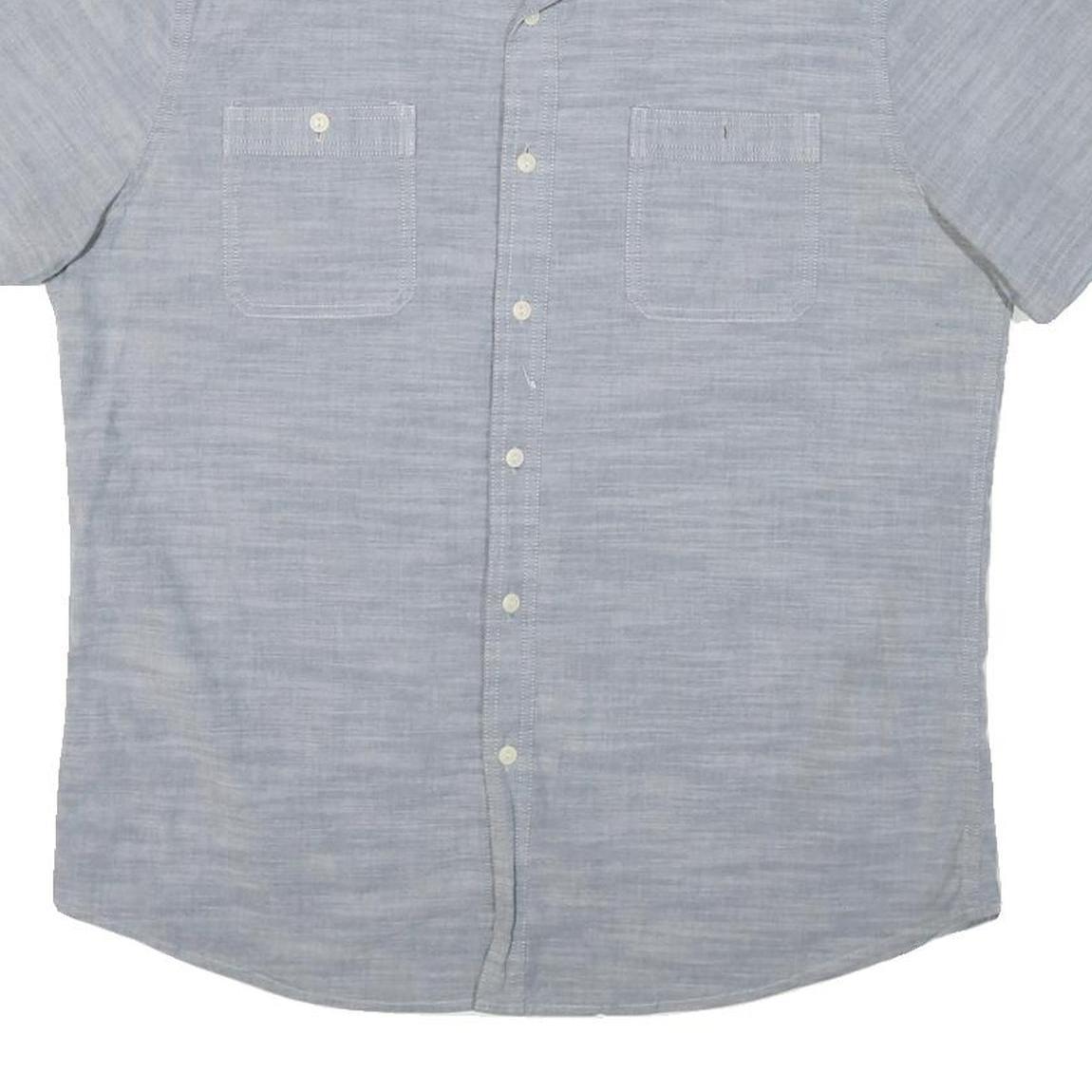 LEE Mens Blue Cotton Blend Short Sleeve Shirt L Casual Button Pocket Summer