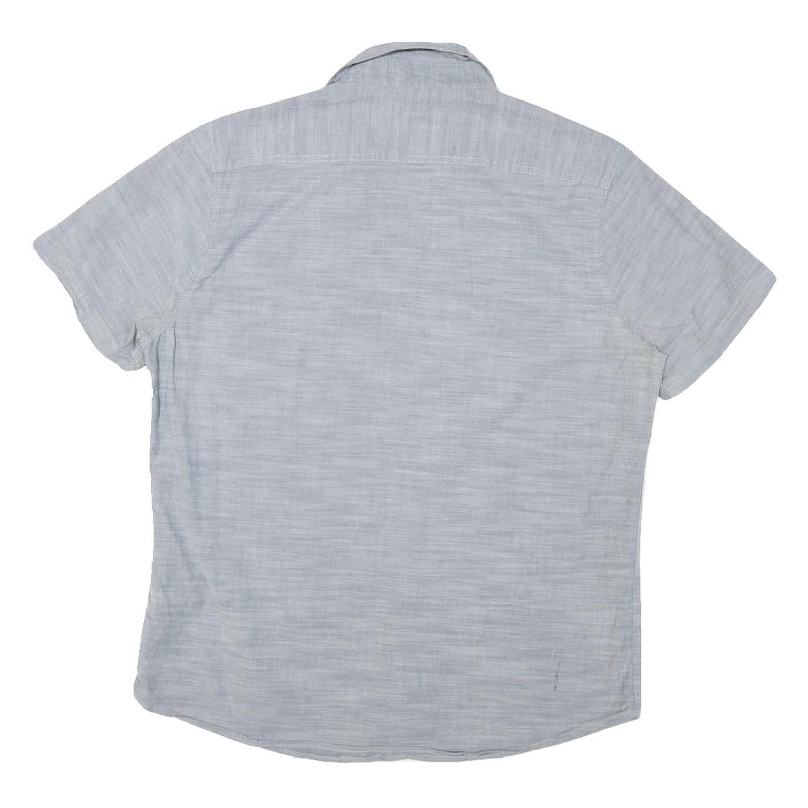 LEE Mens Blue Cotton Blend Short Sleeve Shirt L Casual Button Pocket Summer