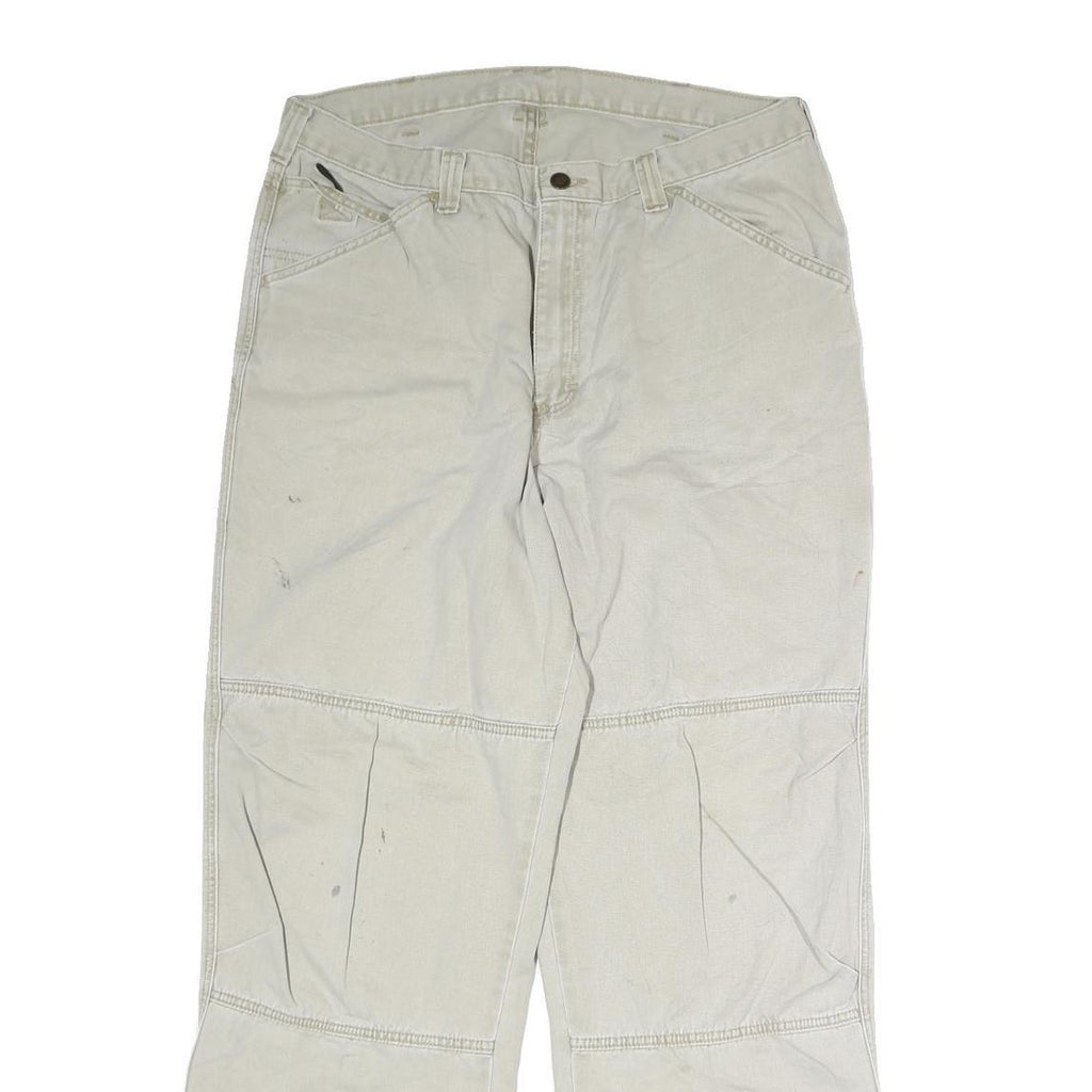 DICKIES Mens Jeans Beige Regular Straight Denim W34 L33 Workwear Zip Closure