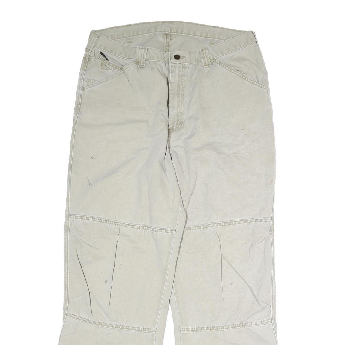 DICKIES Mens Jeans Beige Regular Straight Denim W34 L33 Workwear Zip Closure