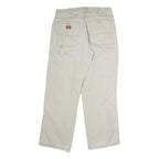 DICKIES Mens Jeans Beige Regular Straight Denim W34 L33 Workwear Zip Closure