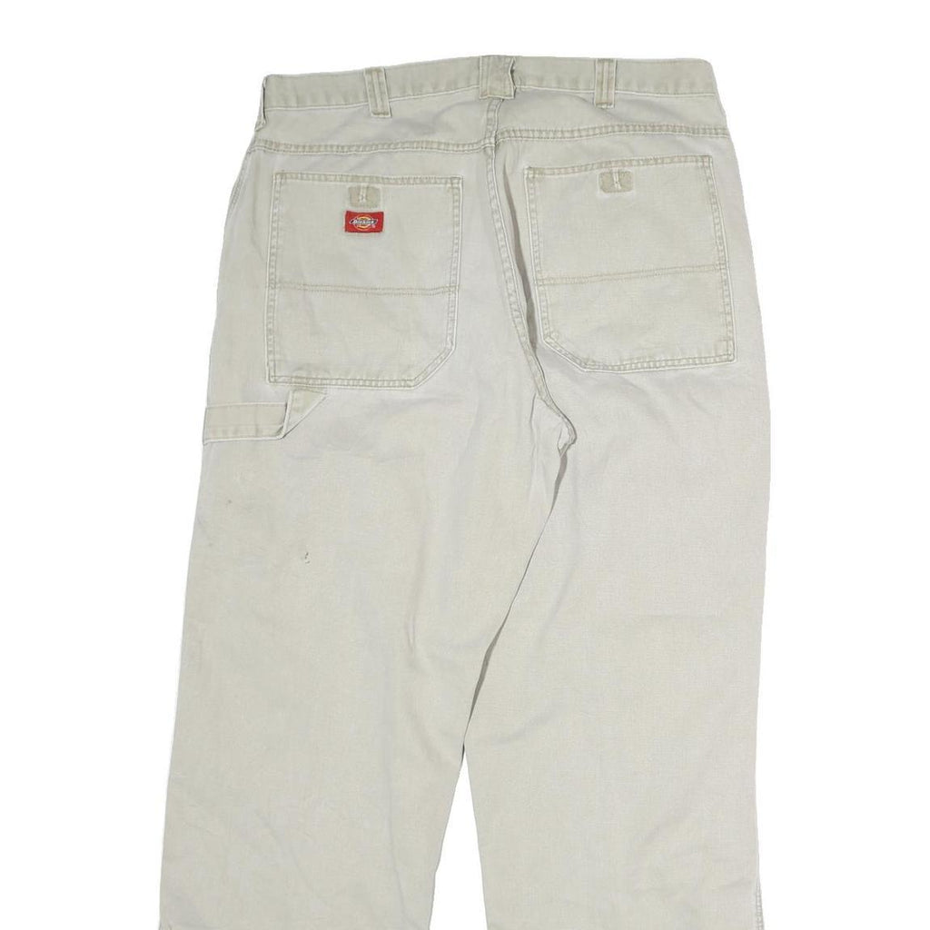 DICKIES Mens Jeans Beige Regular Straight Denim W34 L33 Workwear Zip Closure