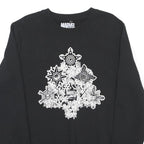 MARVEL Mens Black Cotton Blend Crew Neck L Graphic Print Christmas Sweatshirt