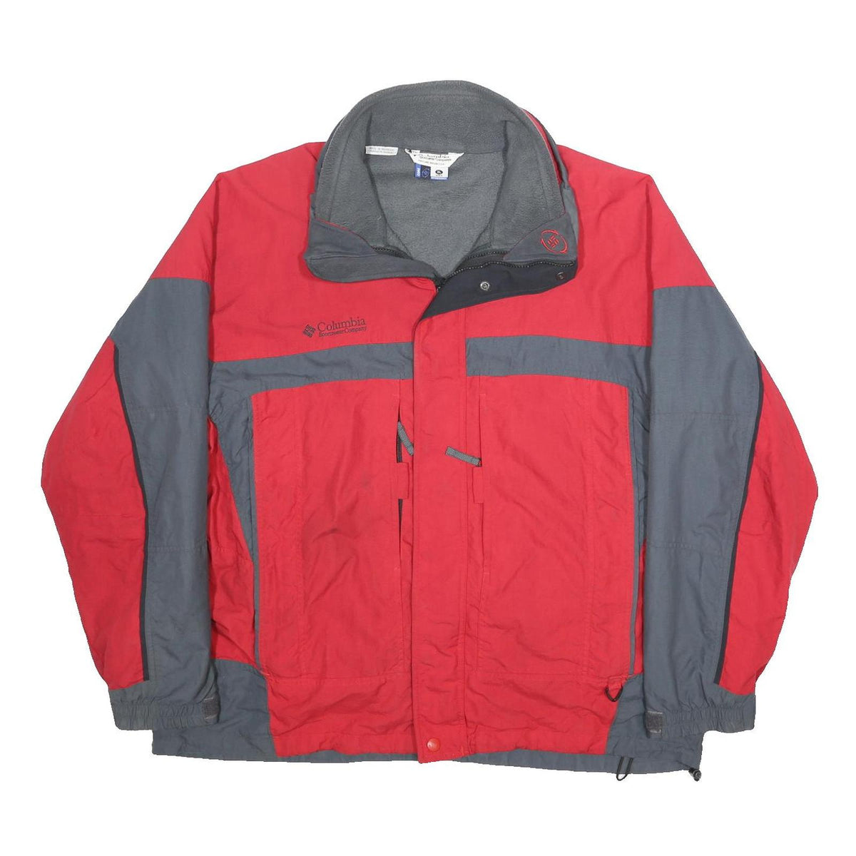 COLUMBIA Mens Red & Grey Outdoor Jacket XL Nylon Woven Colourblock Relaxed Fit