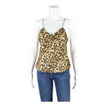 Womens Camisole Top Brown V-Neck Sleeveless Animal Print M