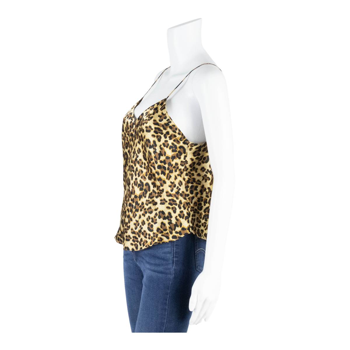 Womens Camisole Top Brown V-Neck Sleeveless Animal Print M
