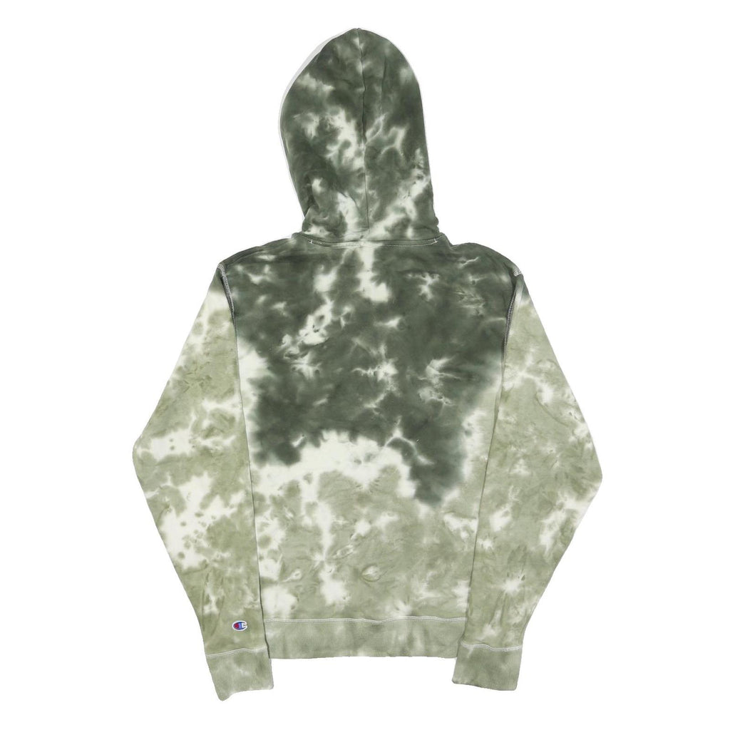 CHAMPION Mens Green Tie Dye Hoodie S Cotton Blend Casual Pullover