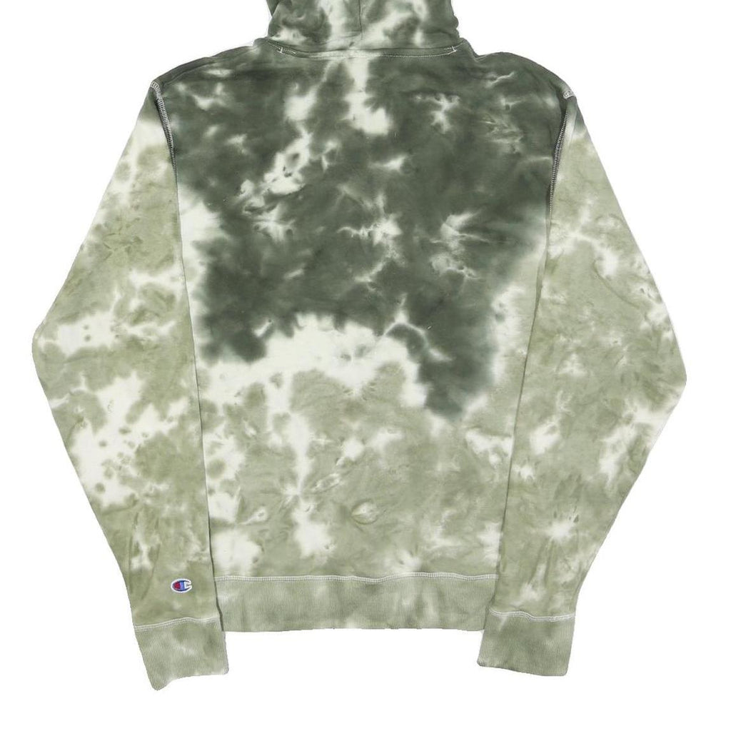 CHAMPION Mens Green Tie Dye Hoodie S Cotton Blend Casual Pullover