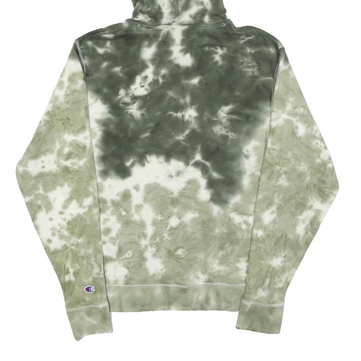 CHAMPION Mens Green Tie Dye Hoodie S Cotton Blend Casual Pullover