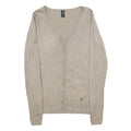 PIAZZA ITALIA Womens Beige Plain V-Neck Basic Knit Jumper S Lightweight Knitwear