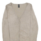 PIAZZA ITALIA Womens Beige Plain V-Neck Basic Knit Jumper S Lightweight Knitwear