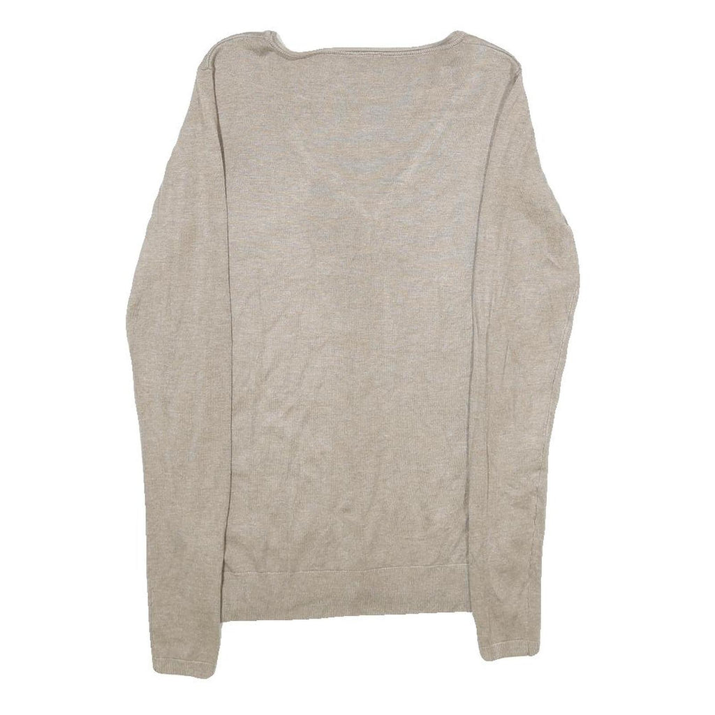 PIAZZA ITALIA Womens Beige Plain V-Neck Basic Knit Jumper S Lightweight Knitwear