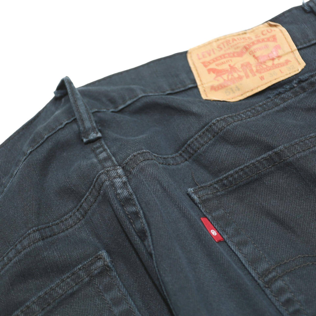LEVI'S 514 Slim Mens Jeans Black Slim Straight Denim W36 L32 Classic Zip Cotton