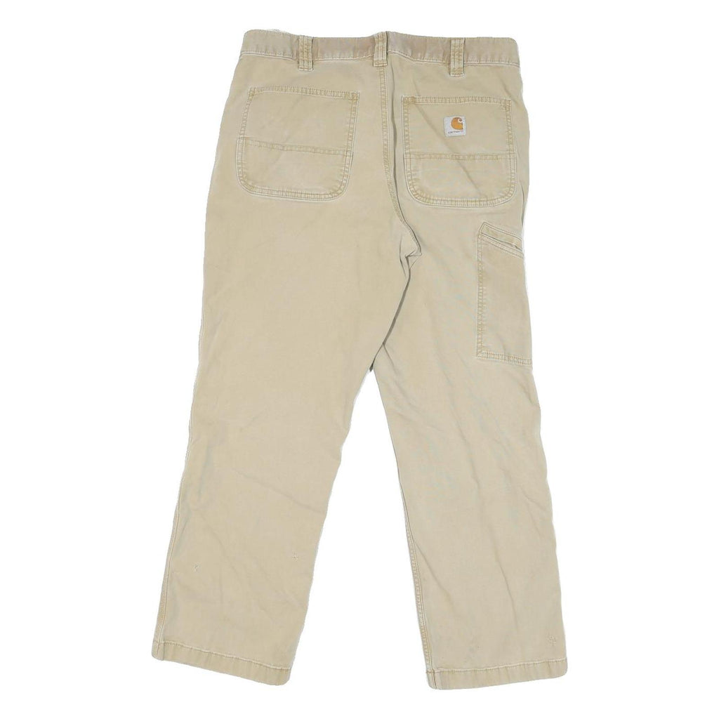 CARHARTT Mens Regular Beige Jeans Denim W34 L27 Cotton Blend Workwear Zip