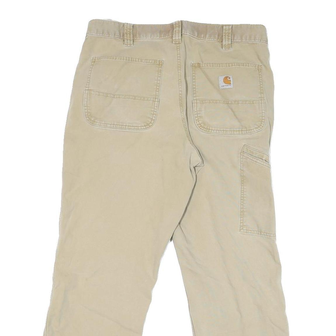 CARHARTT Mens Regular Beige Jeans Denim W34 L27 Cotton Blend Workwear Zip