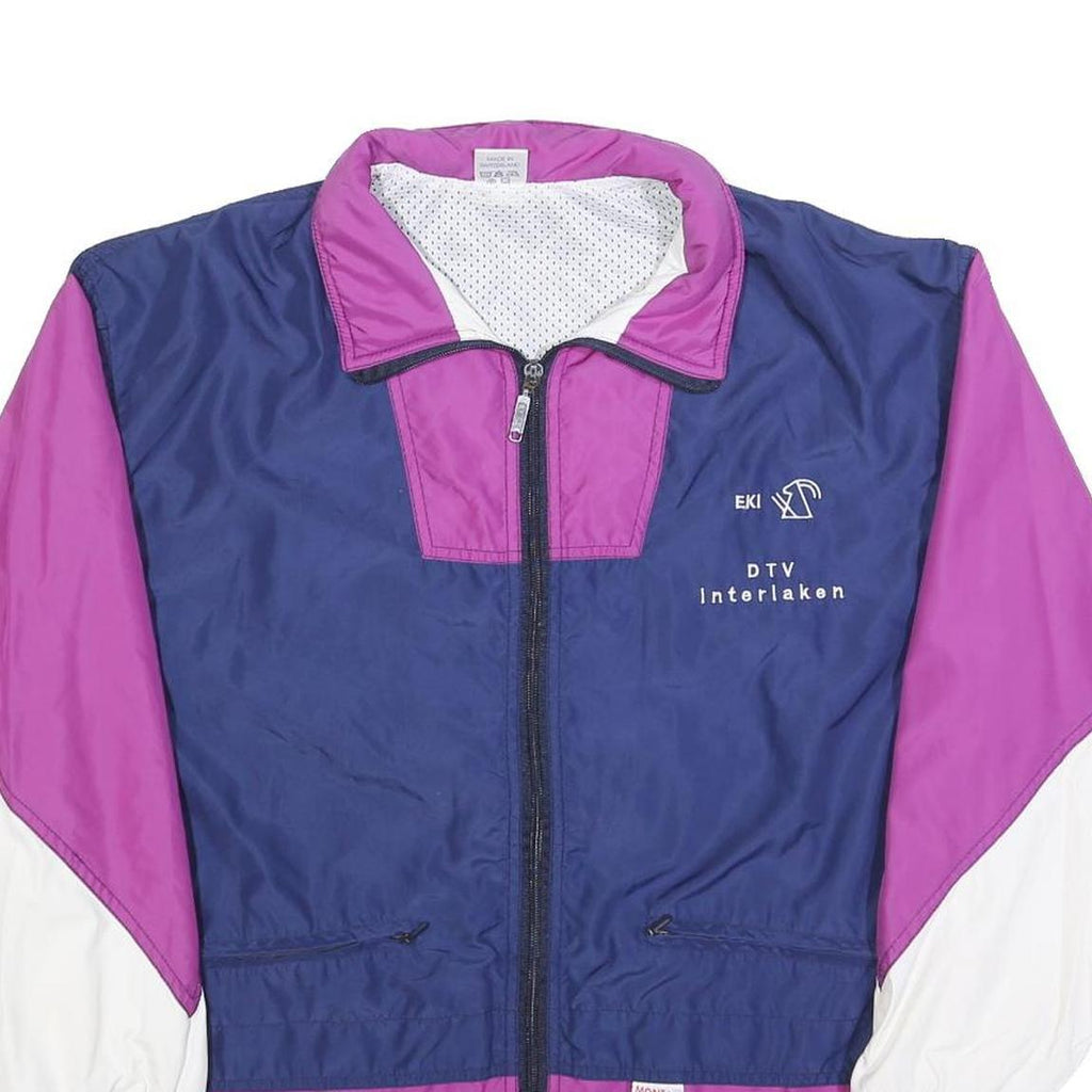 MONT AIR Mens Navy & Purple Nylon Zip Jacket S Colourblock Casual Lightweight