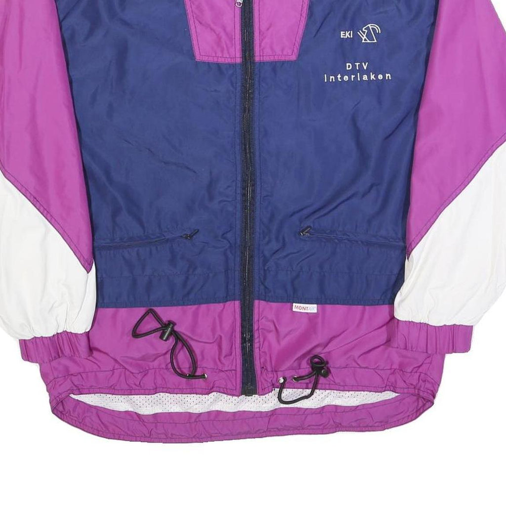 MONT AIR Mens Navy & Purple Nylon Zip Jacket S Colourblock Casual Lightweight