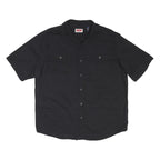 WRANGLER Mens Black Cotton Blend Short Sleeve Shirt L Casual Workwear Buttoned