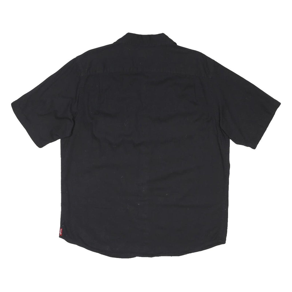 WRANGLER Mens Black Cotton Blend Short Sleeve Shirt L Casual Workwear Buttoned