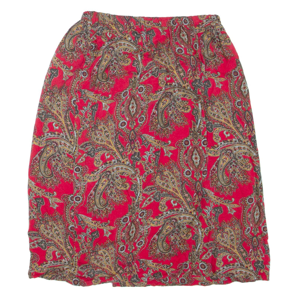 Womens Pencil Skirt Red Short Paisley S