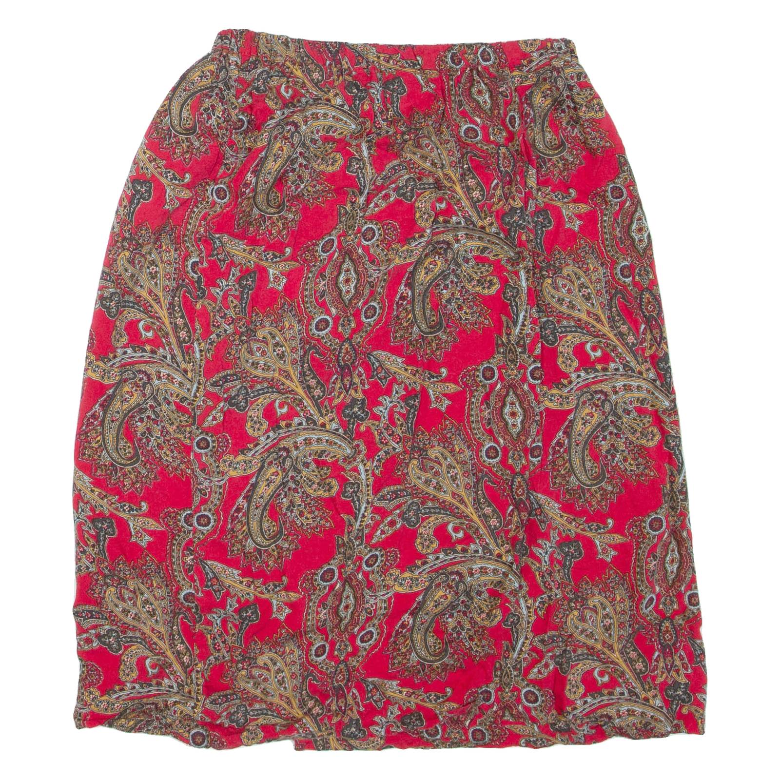 Womens Pencil Skirt Red Short Paisley S