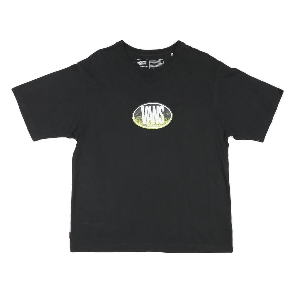 VANS Mens Black Graphic T-Shirt S Short Sleeve Crew Neck Skate Logo Print