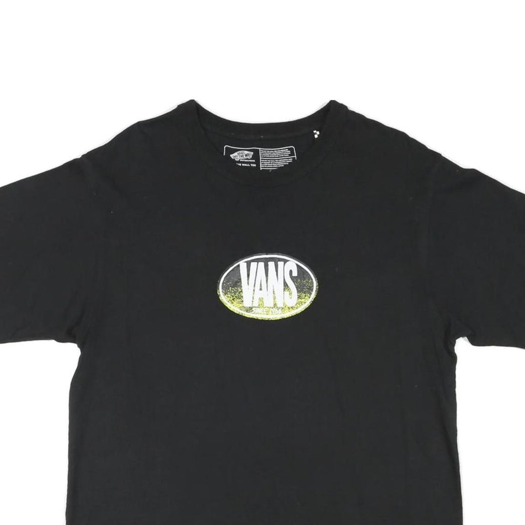 VANS Mens Black Graphic T-Shirt S Short Sleeve Crew Neck Skate Logo Print
