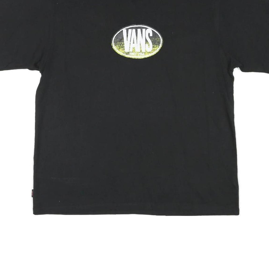 VANS Mens Black Graphic T-Shirt S Short Sleeve Crew Neck Skate Logo Print