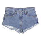 LEVI'S Womens Denim Blue Casual Shorts L W36 Distressed Cut-Off