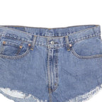 LEVI'S Womens Denim Blue Casual Shorts L W36 Distressed Cut-Off
