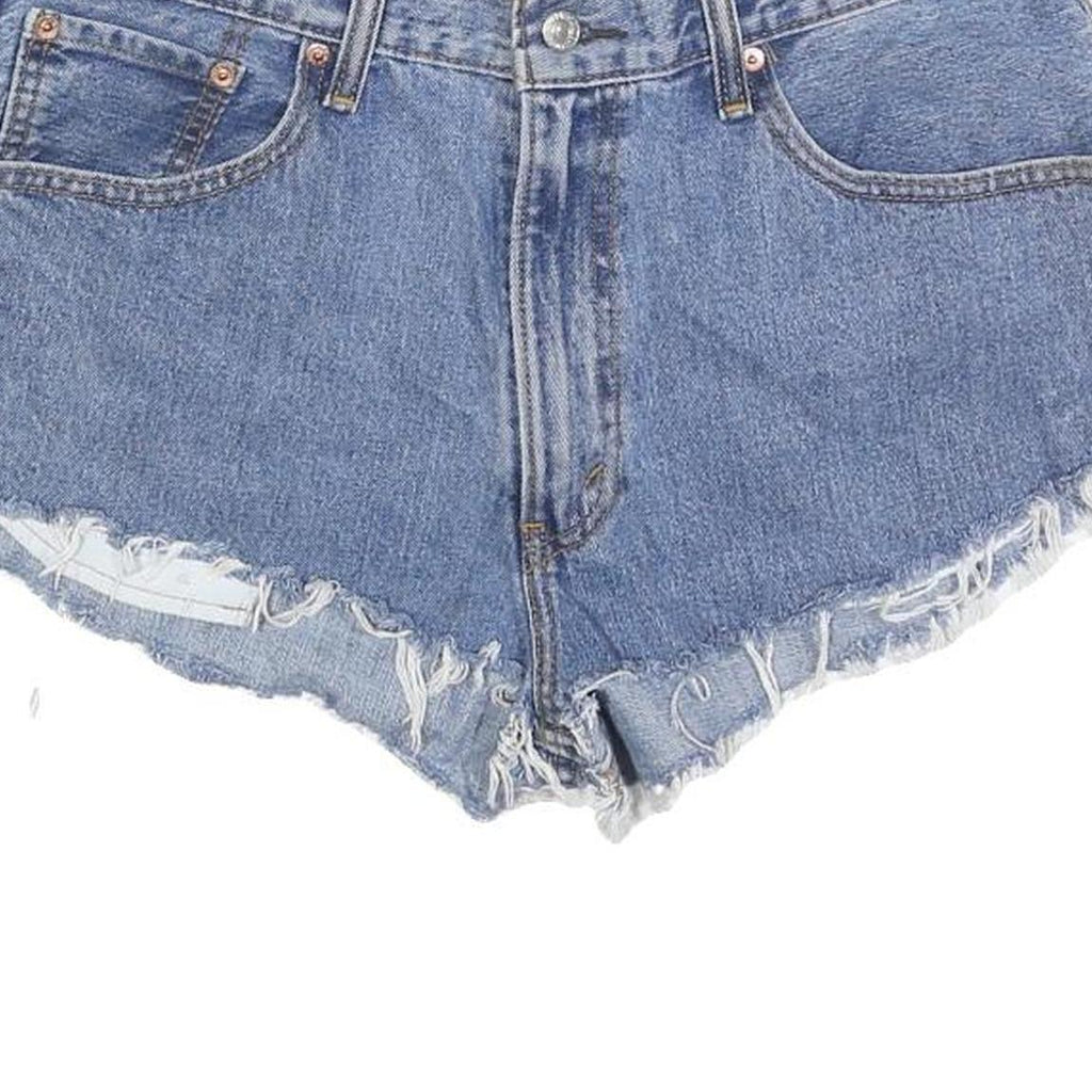 LEVI'S Womens Denim Blue Casual Shorts L W36 Distressed Cut-Off