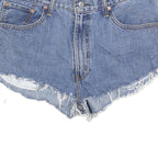 LEVI'S Womens Denim Blue Casual Shorts L W36 Distressed Cut-Off