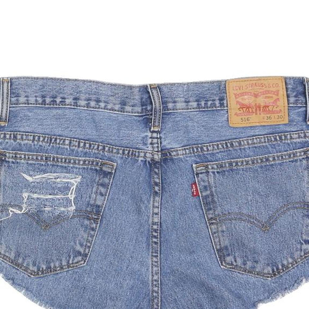 LEVI'S Womens Denim Blue Casual Shorts L W36 Distressed Cut-Off